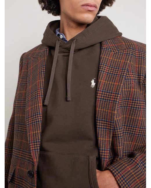 Polo Ralph Lauren Brown Logo-Embroidered Cotton-Jersey Hoodie for men