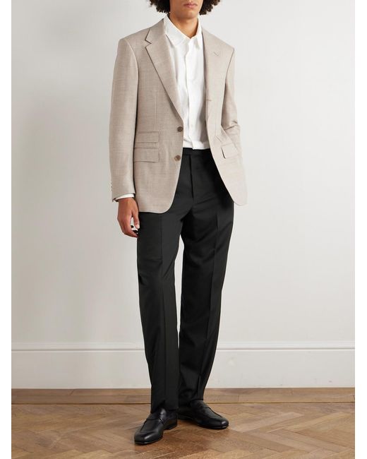Dunhill Black Prince Of Wales Check Straight-leg Wool Trousers for men