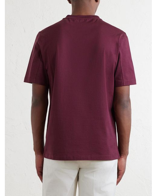 Brunello Cucinelli Red Logo-Print Cotton-Jersey T-Shirt for men