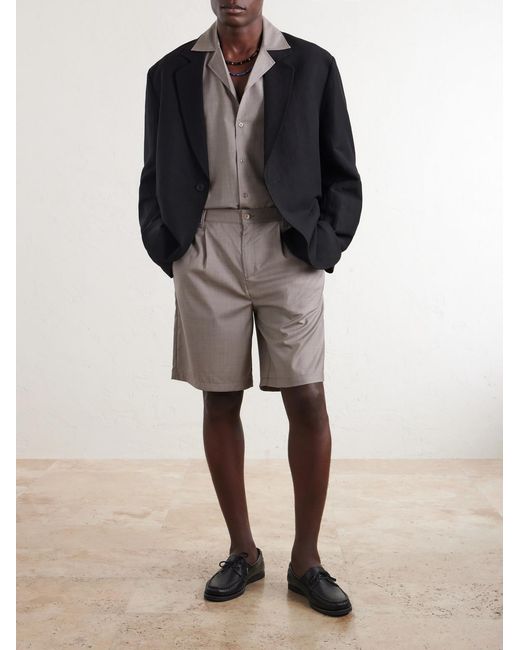 Frescobol Carioca Gray Safra Camp-collar Wool Shirt for men