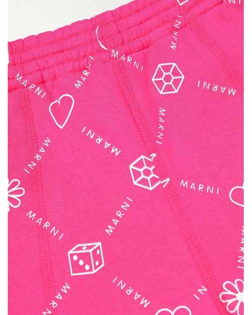 Marni Pink Straight-Leg Logo-Print Cotton-Jersey Shorts for men