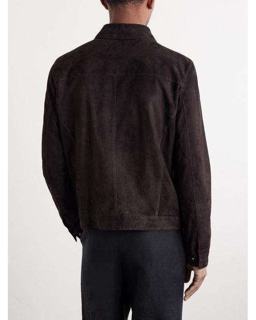 Thom Sweeney Black Suede Bomber Jacket for men
