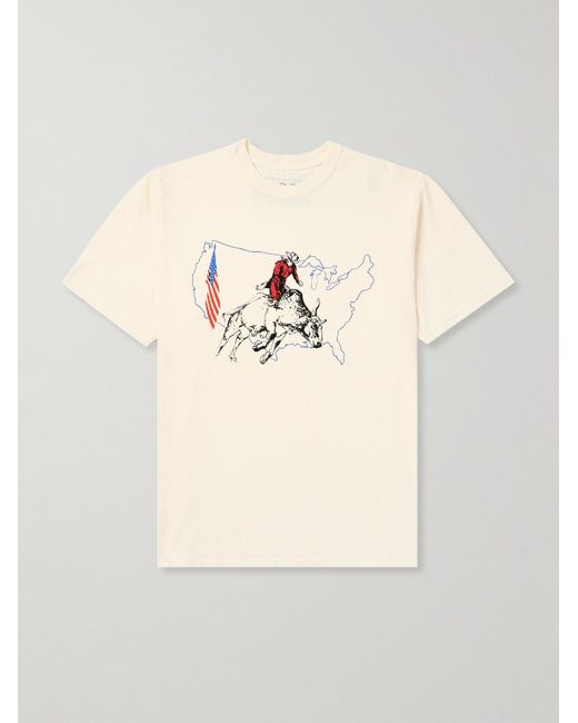 One Of These Days Bullrider USA T-Shirt aus Baumwoll-Jersey mit Print in Natural für Herren