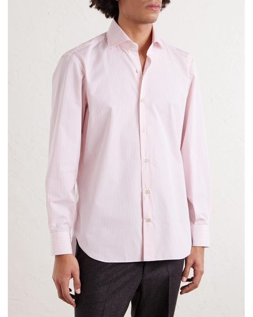 J. Mueser Pink Striped Cotton-poplin Shirt for men