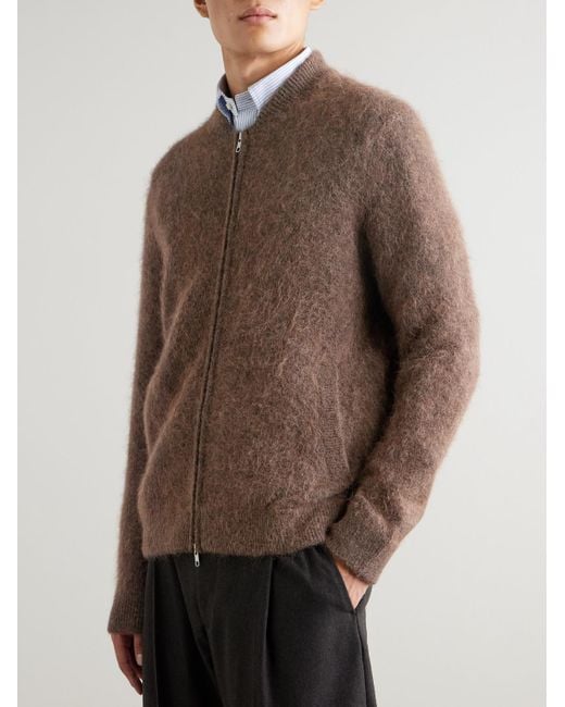 NN07 Boris 60012 Cardigan aus einer Alpakawollmischung mit Reißverschluss in Brown für Herren