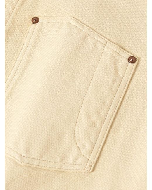 A.PRESSE Natural Vintage Corduroy-Trimmed Distressed Cotton-Blend Canvas Coverall Jacket for men