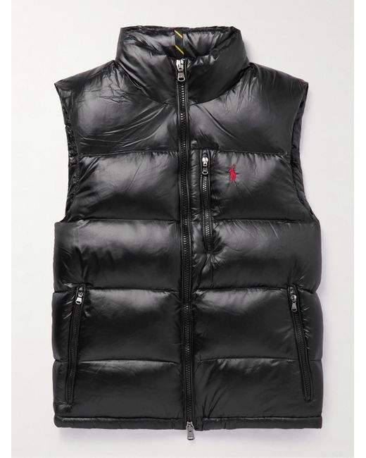 Polo Ralph Lauren Black Logo-embroidered Quilted Recycled-nylon Down Gilet for men
