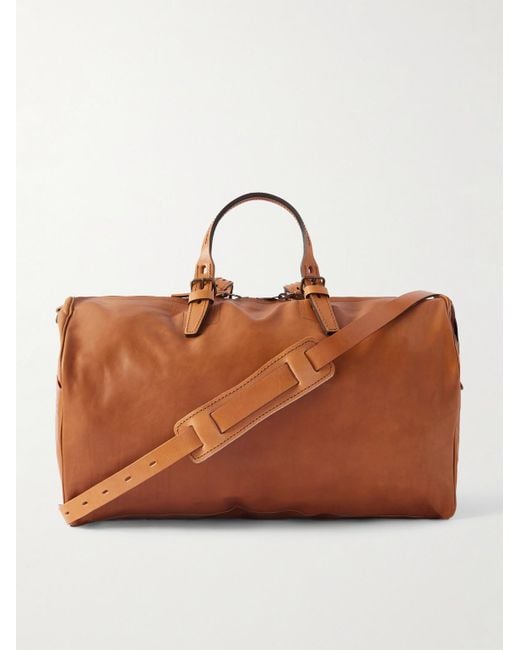 Bleu De Chauffe Brown Leather Weekend Bag for men