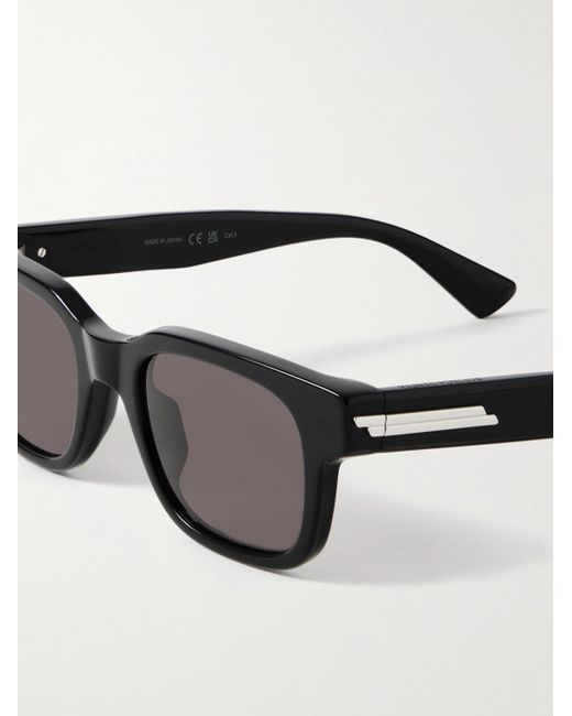 Bottega Veneta Black Rectangular-Frame Acetate Sunglasses for men