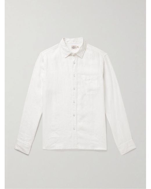 Faherty Brand White Laguna Linen Shirt for men
