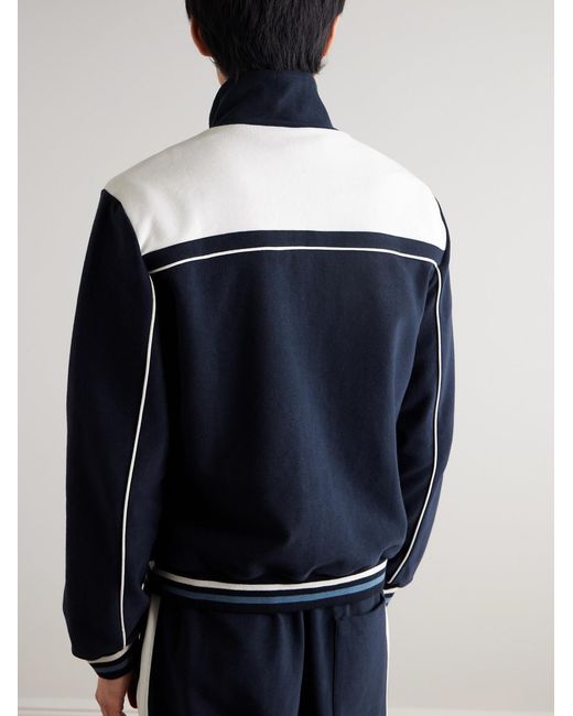 Mr P. Blue Clubhouse Striped Cotton-Blend Jersey Track Jacket for men