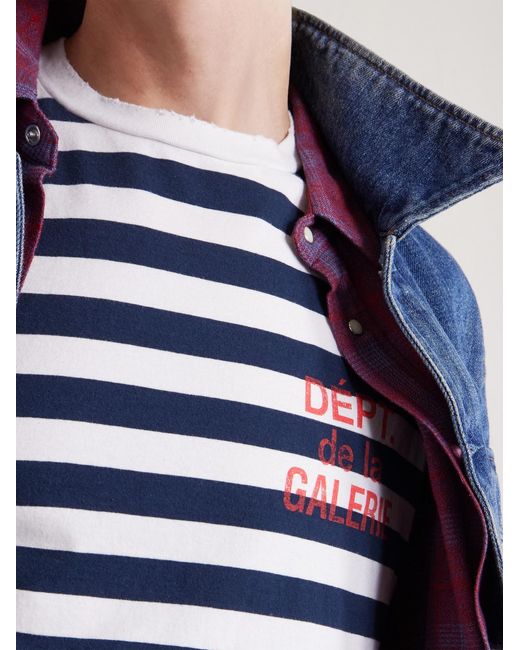 GALLERY DEPT. Blue French Logo-Print Striped Cotton-Jersey T-Shirt for men