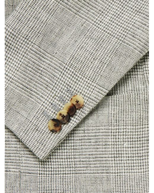 Mr P. Gray Prince Of Wales Checked Linen Suit Jacket for men