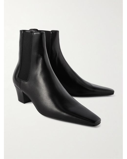 Saint Laurent Black Rainer Glossed-leather Chelsea Boots for men