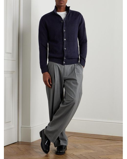 Incotex Zanone Cardigan aus einer Leinen-Baumwollmischung in Blue für Herren