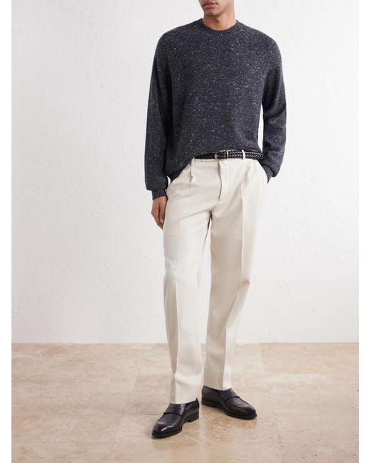 Zegna White Straight-Leg Cotton And Wool-Blend Twill Trousers for men