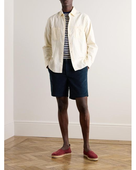 Mr P. Blue Straight-Leg Organic Cotton-Blend Corduroy Shorts for men