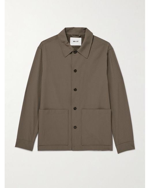 NN07 Brown Blaze 10038 Striped Seersucker Overshirt for men