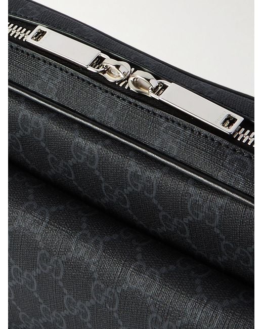 Gucci Small Leather Trimmed Monogrammed Coated Canvas Messenger Bag in Blue for Men Lyst UK