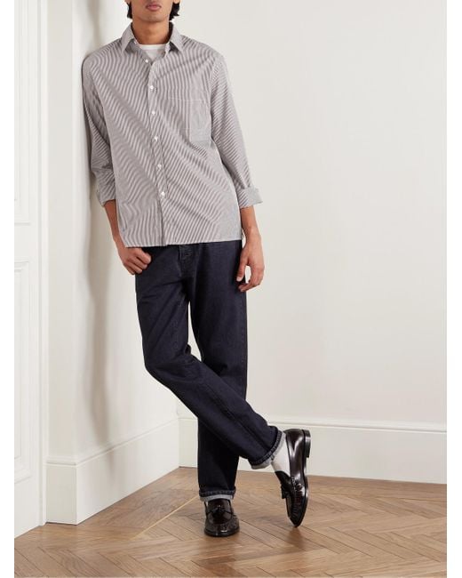 Nili Lotan Gray Finn Striped Cotton-Poplin Shirt for men