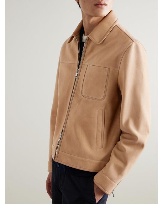Mr P. Natural Panelled Leather-Trimmed Suede Jacket for men