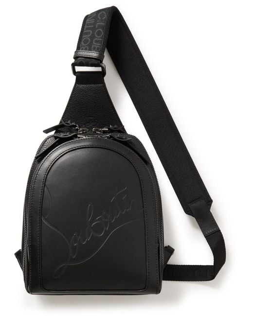 Christian Louboutin Black Loubifunk Logo-debossed Mesh-trimmed Leather Backpack for men