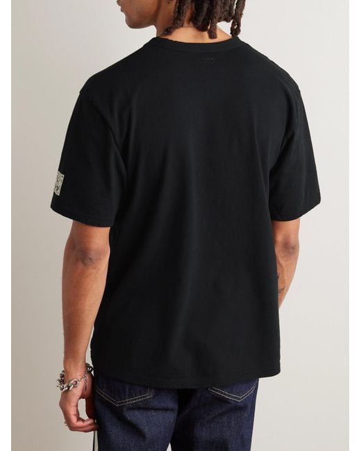 T-shirt in jersey di cotone con logo Rookie di Kapital in Black da Uomo