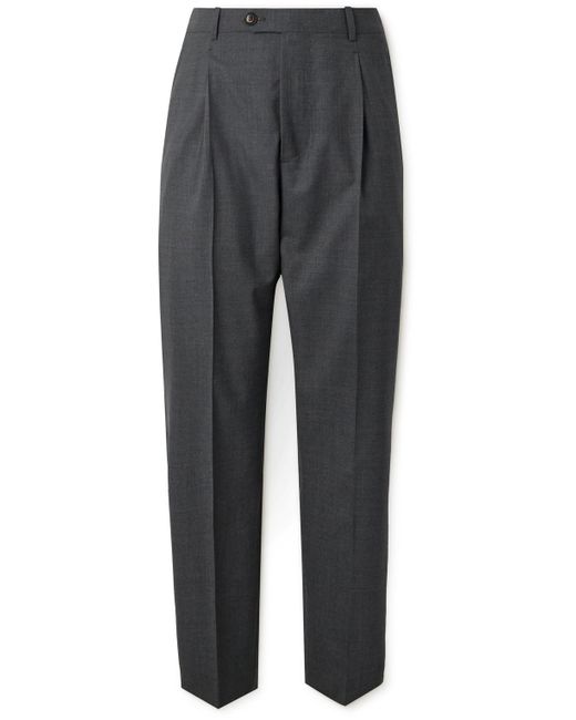 Umit Benan Gray Straight-leg Pleated Wool Trousers for men