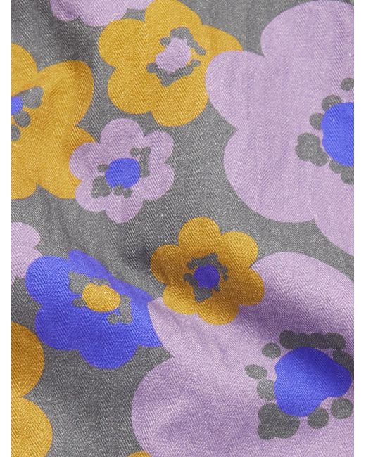 Acne Blue Printed Organic Cotton-Poplin Shirt for men