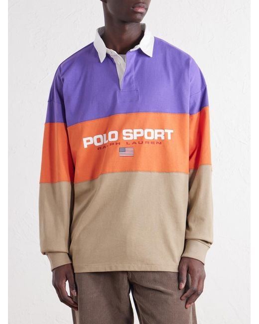 Polo Ralph Lauren Blue Logo-Print Striped Cotton-Jersey Polo Shirt for men