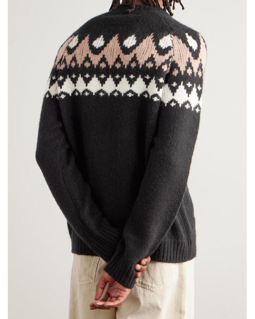 Mr P. Black Geo Intarsia-Knit Wool And Cashmere-Blend Sweater for men