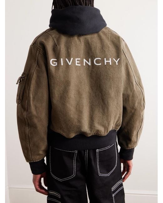 Givenchy Wendbare Bomberjacke aus Denim und Shell mit Logoprint in Brown für Herren