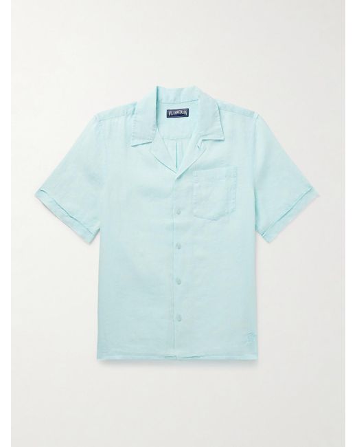 Vilebrequin Blue Charli Camp-Collar Linen Shirt for men