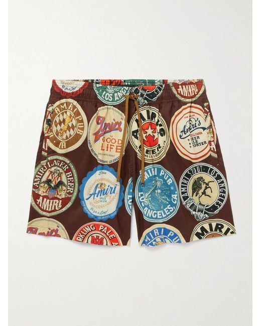 Shorts Da Mare Medi A Gamba Dritta Con Logo Coasters di Amiri in Brown da Uomo