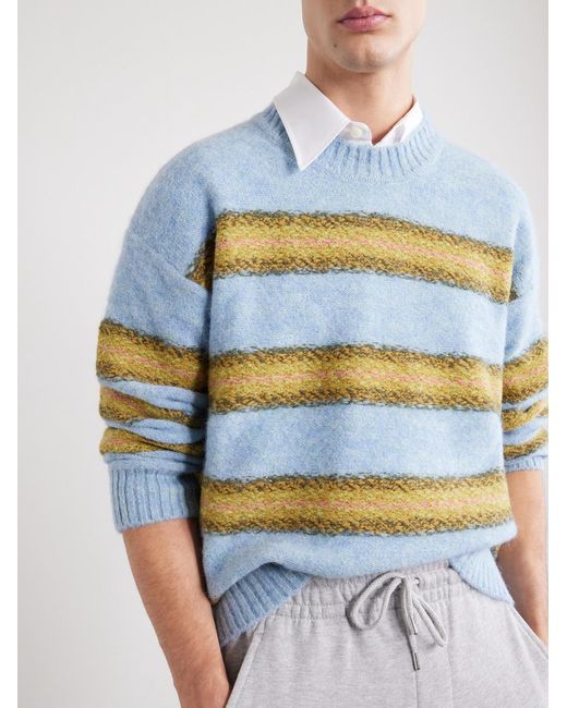 Dries Van Noten Blue Master Striped Alpaca-blend Sweater for men