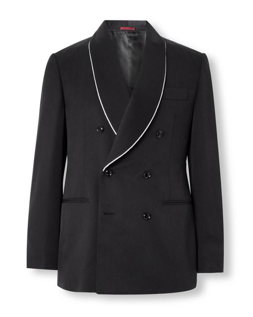Brunello Cucinelli Black Double-breasted Shawl-lapel Silk-twill Tuxedo Jacket for men