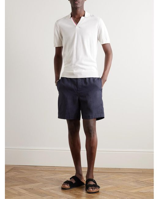 Orlebar Brown Blue Alex Straight-Leg Linen Drawstring Shorts for men