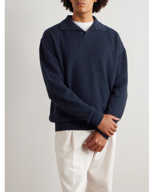 Sease Blue Cashmere Polo Sweater for men
