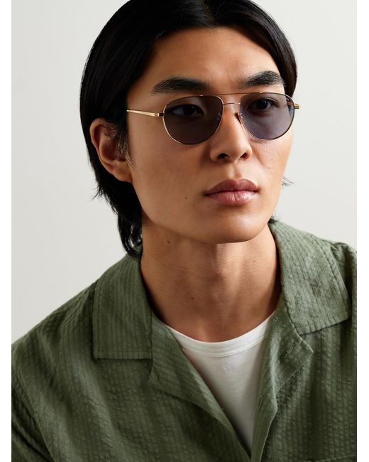 Cutler & Gross Blue 0002 Aviator-Style Rose-Plated Sunglasses for men
