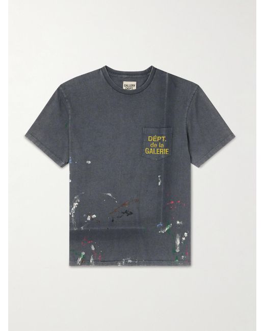 GALLERY DEPT. Blue Logo-print Paint-splattered Cotton-jersey T-shirt for men
