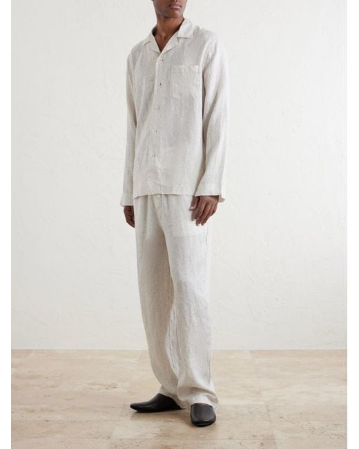 Derek Rose Natural Milan 31 Printed Linen Pyjama Set for men