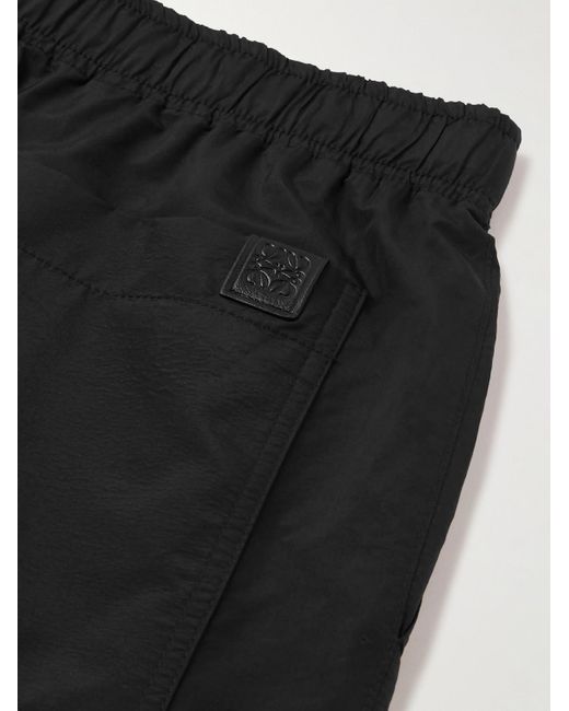 Shorts in misto seta con finiture in pelle di Loewe in Black da Uomo