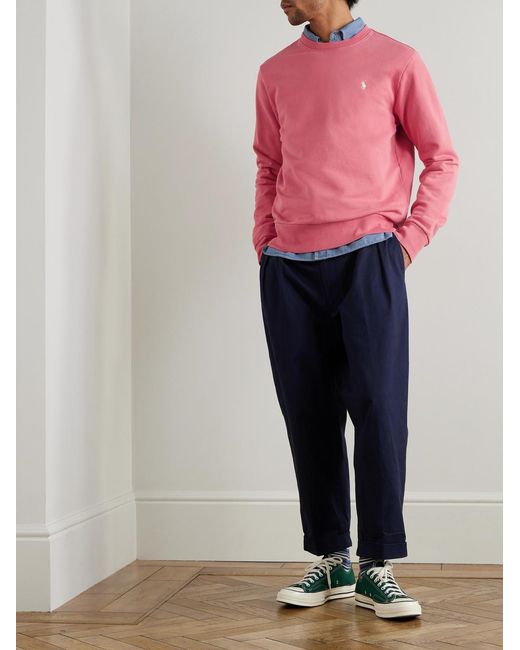 Polo Ralph Lauren Pink Logo-Embroidered Cotton-Jersey Sweatshirt for men