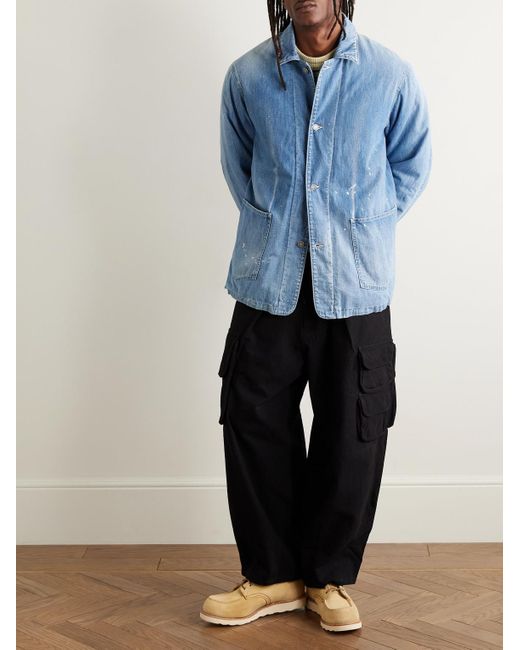 Visvim Blue Social Sculpture Paint-Splattered Denim Jacket for men