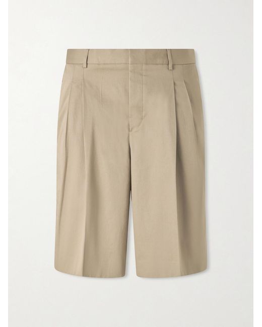 AMI Natural Low-waist Wide-leg Cotton Bermuda Shorts for men