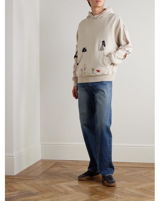 Kapital Natural Embroidered Cotton-Jersey Hoodie for men