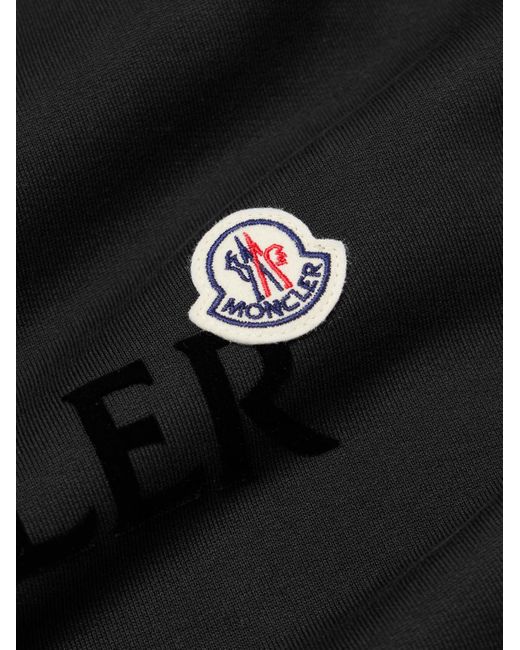 Moncler Black Logo-Flocked Appliquéd Cotton-Jersey Sweatshirt for men