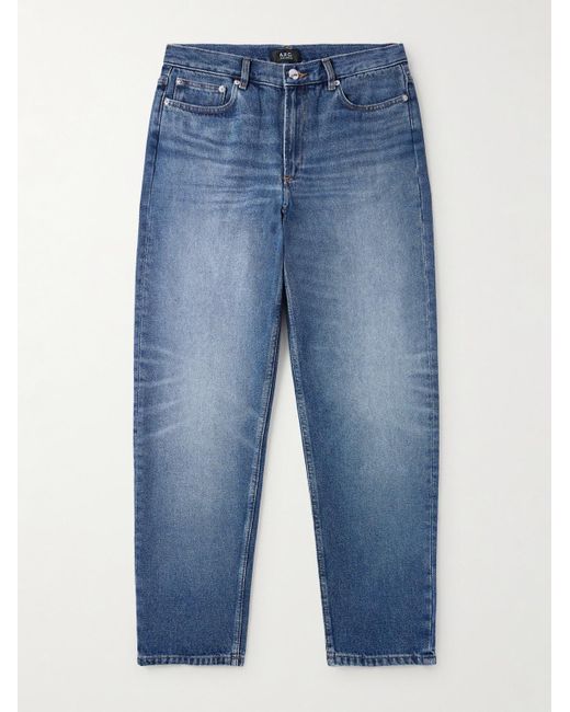 A.P.C. Blue Martin Straight-leg Cropped Stonewashed Jeans for men