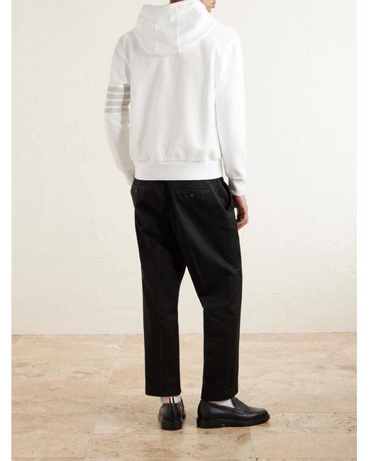 Thom Browne Natural Logo-Appliquéd Striped Cotton-Jersey Hoodie for men