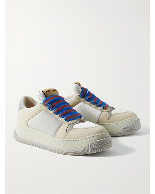 Gucci Blue Screener Monogrammed Canvas And Leather Sneakers for men